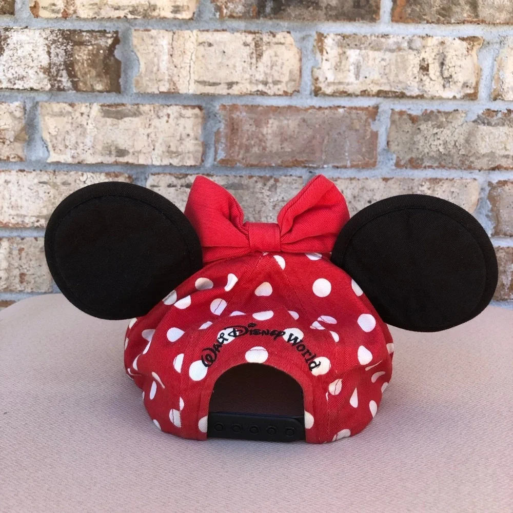Walt Disney World Black Red Polka Dots‎ Autographed Minnie Mouse Ears Bow Hat